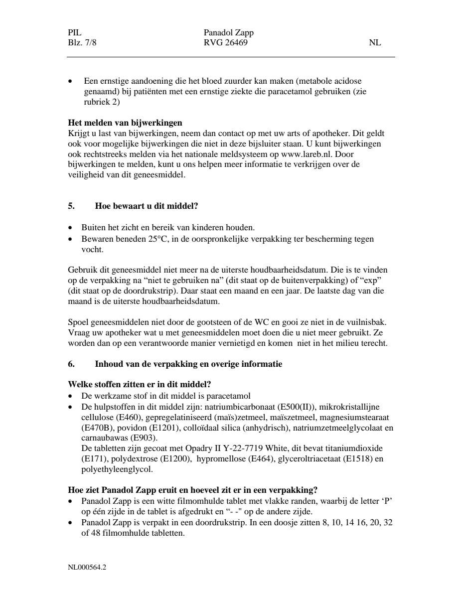 Zapp 500 mg Filmomhulde Tabletten afbeelding van document #7, leaflet