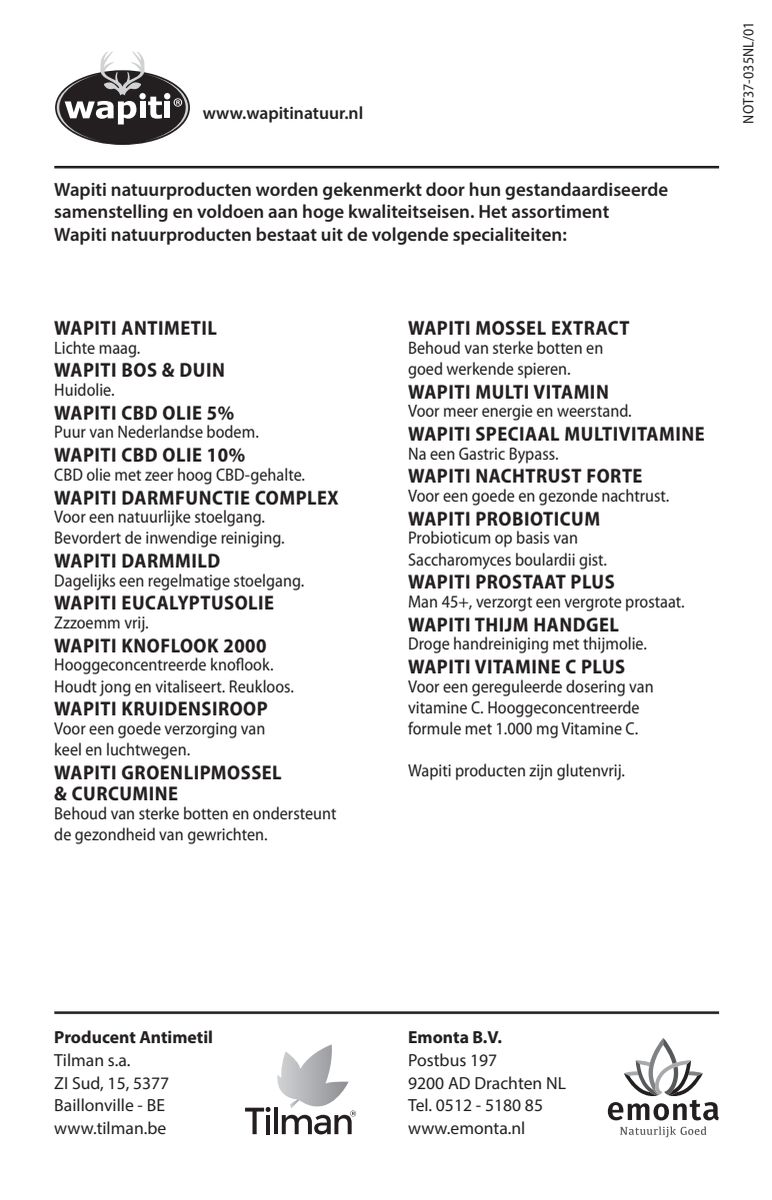 Antimetil Gember Tabletten afbeelding van document #2, instructions