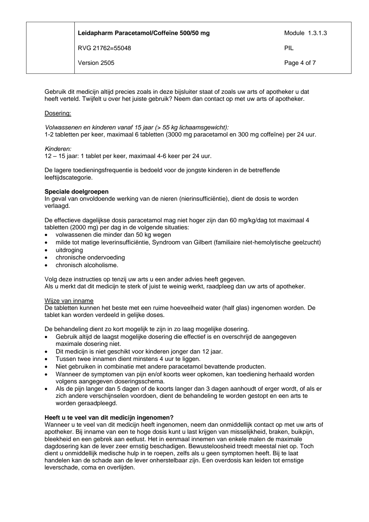 Paracetamol Coffeine Tabletten afbeelding van document #4, leaflet