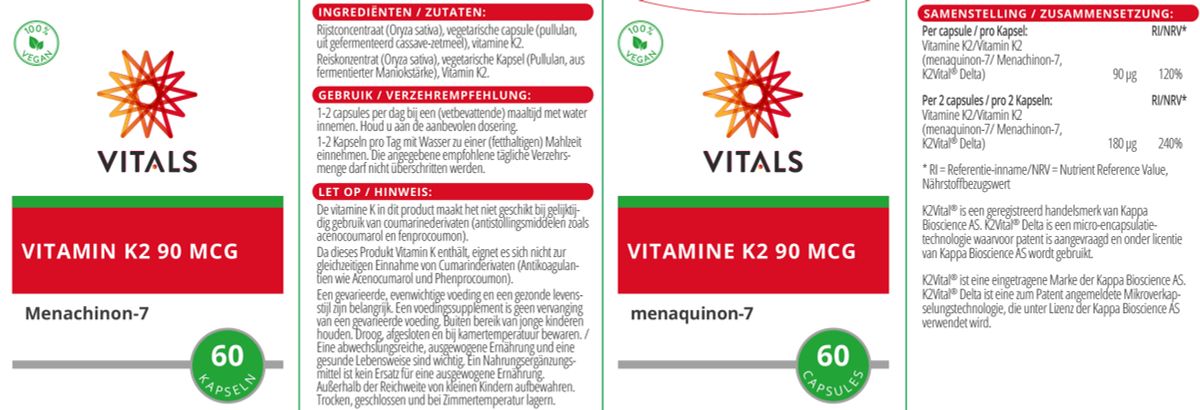 Vitamine K2 90mcg Capsules afbeelding van document #1, label
