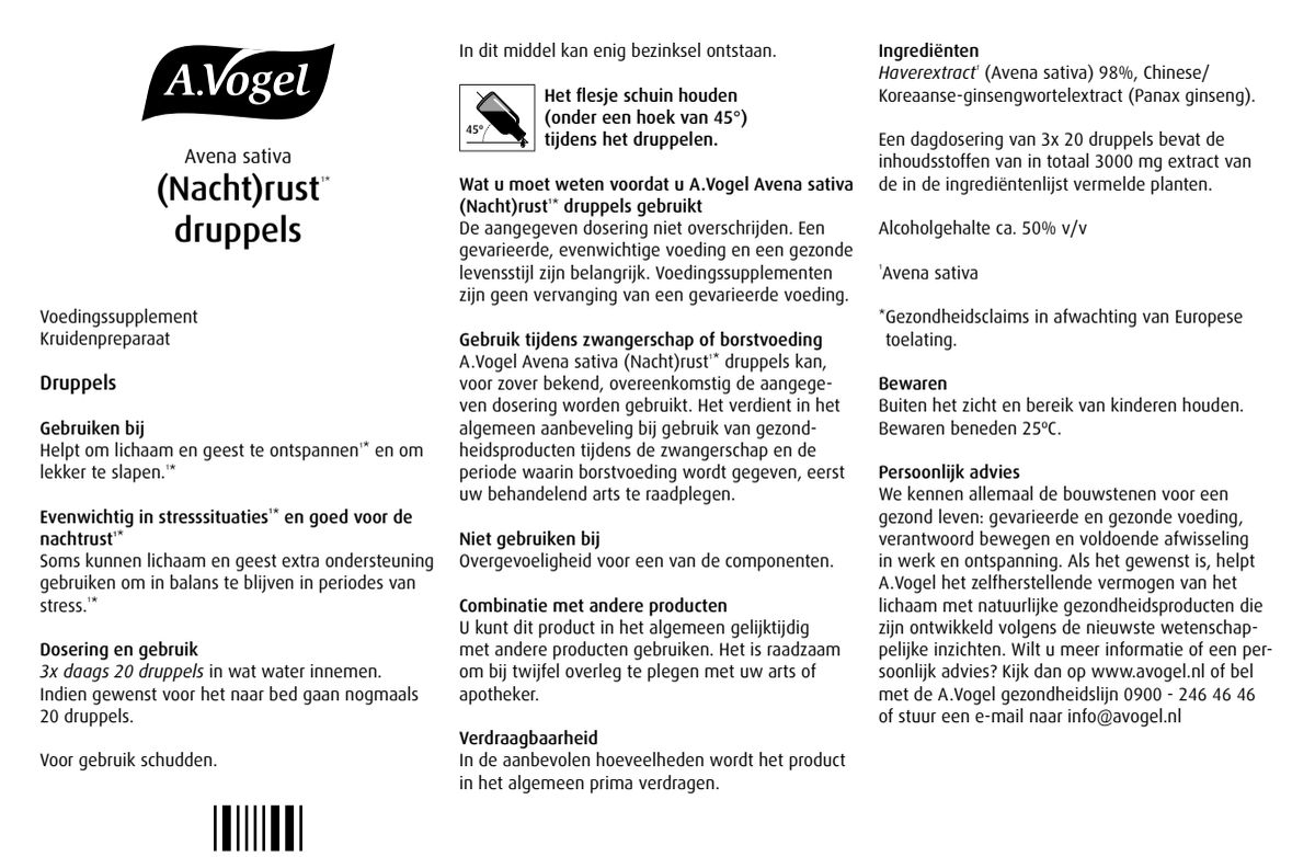 Avena Sativa (Nacht)rust¹* Druppels afbeelding van document #1, instructions