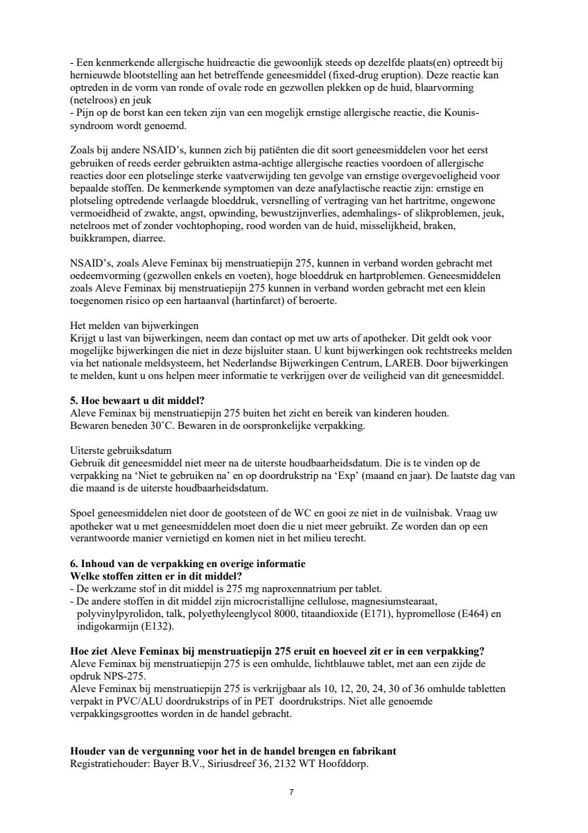 Feminax bij Menstruatiepijn Tabletten afbeelding van document #7, leaflet