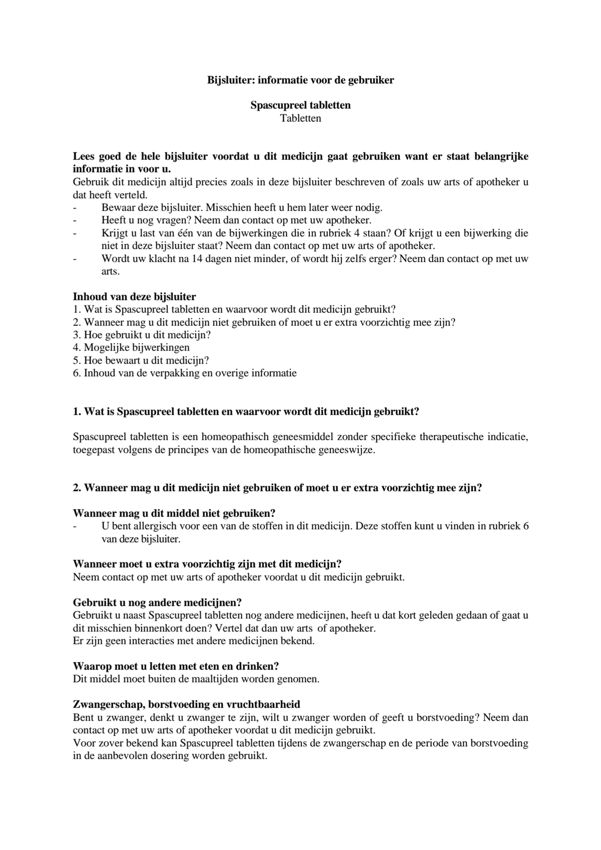 Spascupreel H Tabletten afbeelding van document #1, leaflet