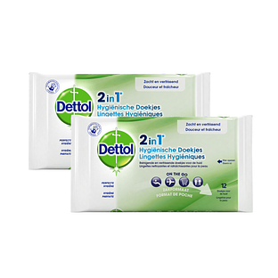 Dettol 2in1 Hygiënisch Doekjes Duo 2x12ST