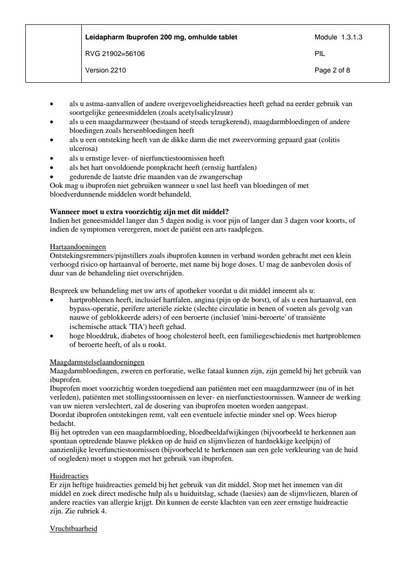 Ibuprofen 200mg Tabletten afbeelding van document #2, leaflet