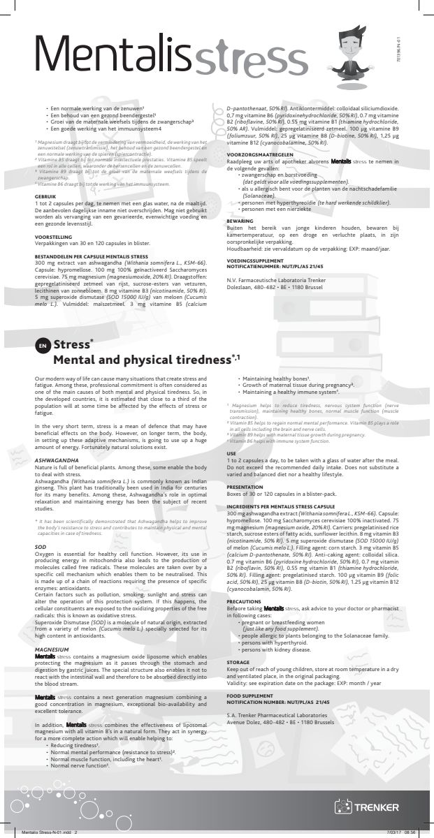 Mentalis Stress Capsules afbeelding van document #2, instructions