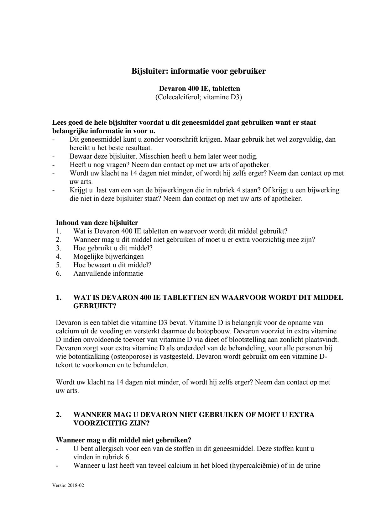 Vitamine D Tabletten afbeelding van document #1, leaflet