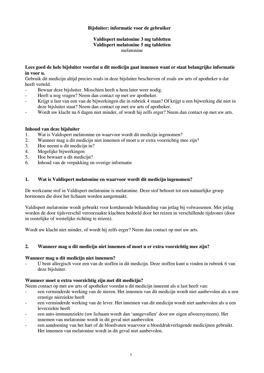 Melatonine 3 mg Tabletten afbeelding van document #1, leaflet