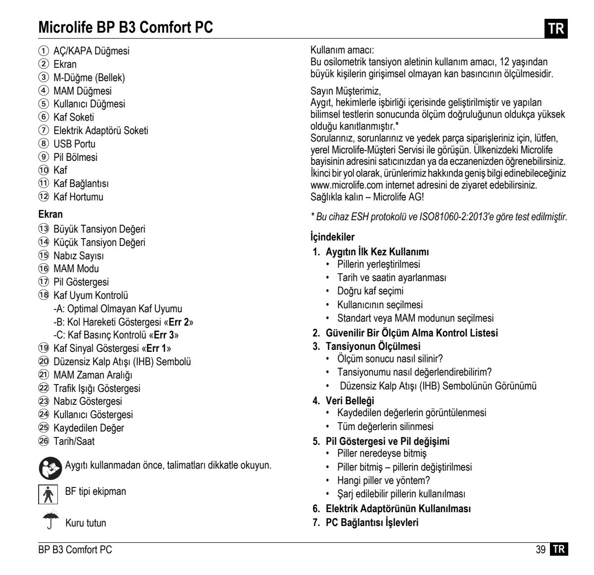 Microlife BP Bloeddrukmeter B3 Comfort PC afbeelding van document #41, instructions