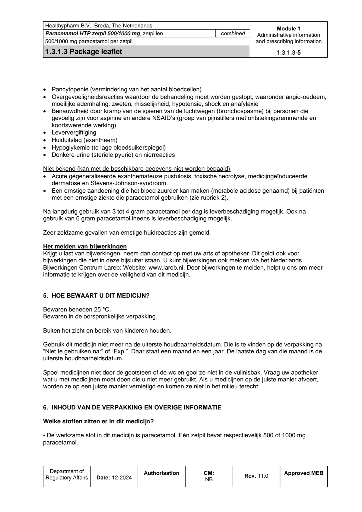 Paracetamol HTP Zetpil 500mg afbeelding van document #5, leaflet