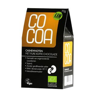 Cocoa Cashewnoten met Pure Koffie Chocolade RAW 70GR