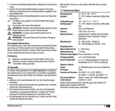 Microlife BP Bloeddrukmeter B3 Comfort PC afbeelding van document #39, instructions