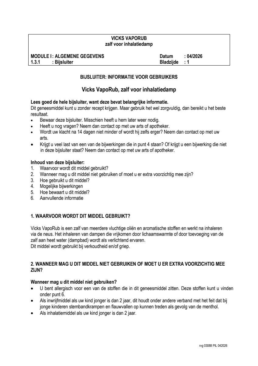 Vaporub Pot afbeelding van document #1, leaflet