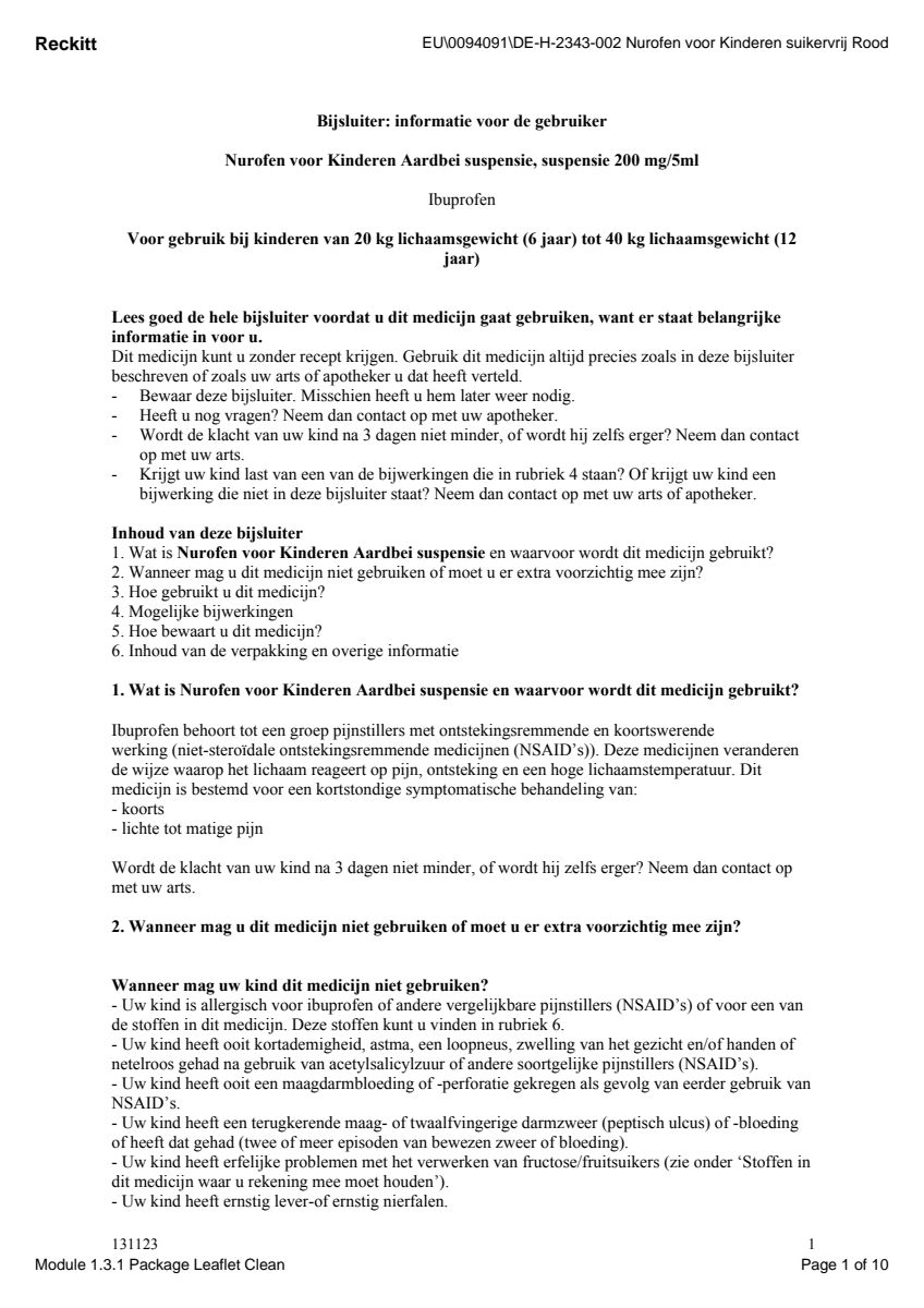 voor Kinderen Aardbei Suspensie afbeelding van document #1, leaflet