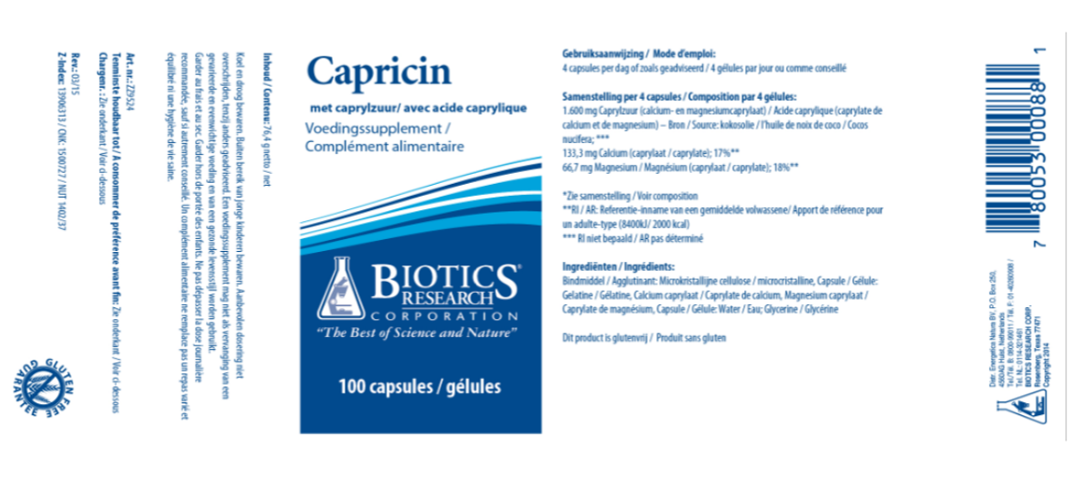 Capricin Capsules afbeelding van document #1, label