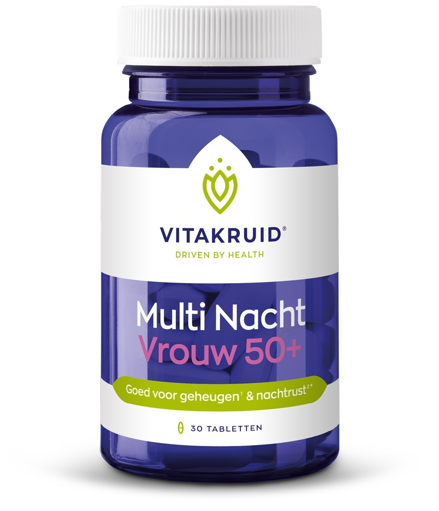 Vitakruid Multi Nacht Vrouw 50+ 100% Vegan Tabletten