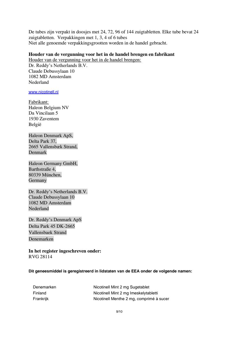 Zuigtablet Mint 2 mg - voor stoppen met roken afbeelding van document #9, leaflet