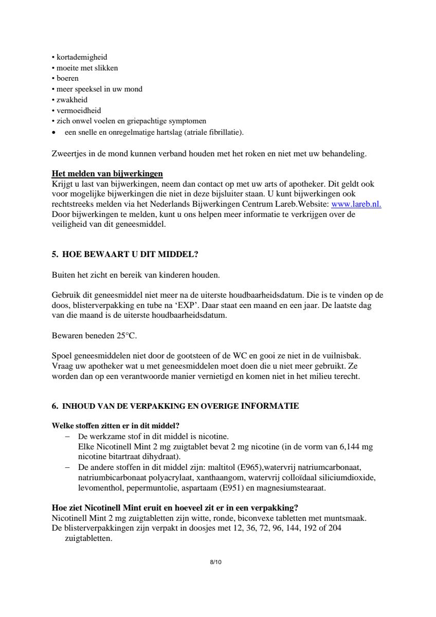 Zuigtablet Mint 2 mg - voor stoppen met roken afbeelding van document #8, leaflet