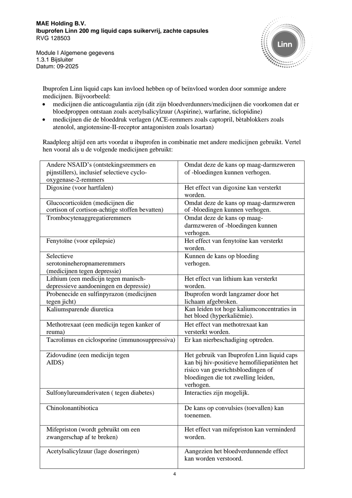 Ibuprofen Liquid Caps 200mg Suikervrij afbeelding van document #4, leaflet