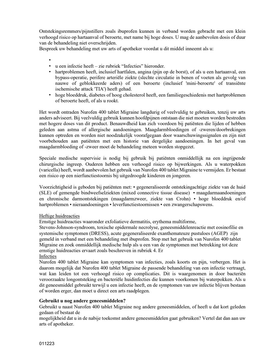 Migraine 400mg Tabletten afbeelding van document #2, leaflet