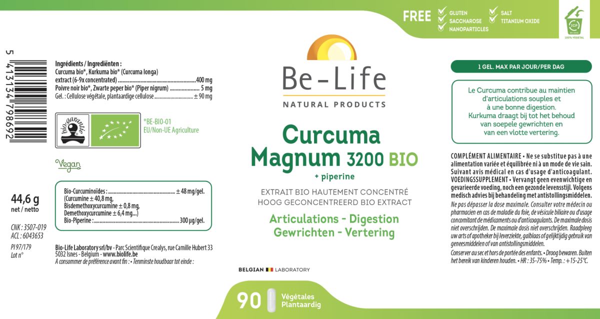 Curcuma Magnum 3200 Capsules afbeelding van document #1, label