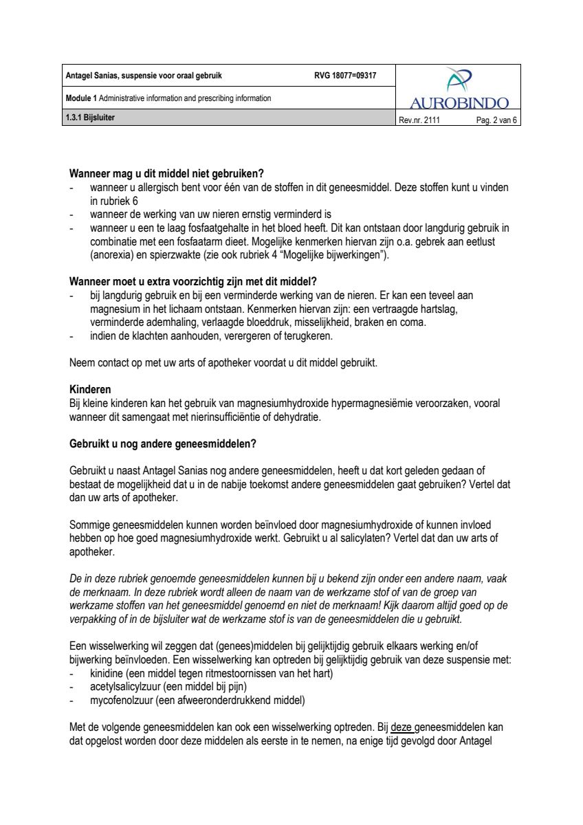 Antagel Sanias Suspensie afbeelding van document #2, leaflet
