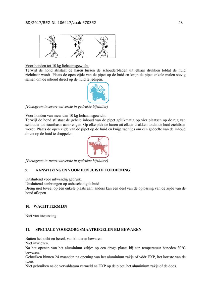 Hond 100/500 (4-10kg) Spot-on Solution Pipetten afbeelding van document #26, instructions