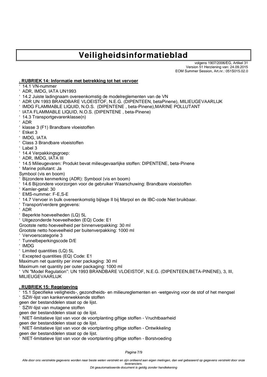 Essentiële Olie Summer Session afbeelding van document #7, label