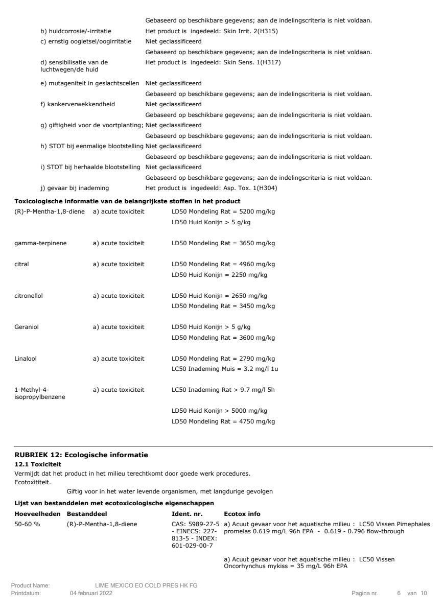 Essentiële Olie Limoen afbeelding van document #6, label