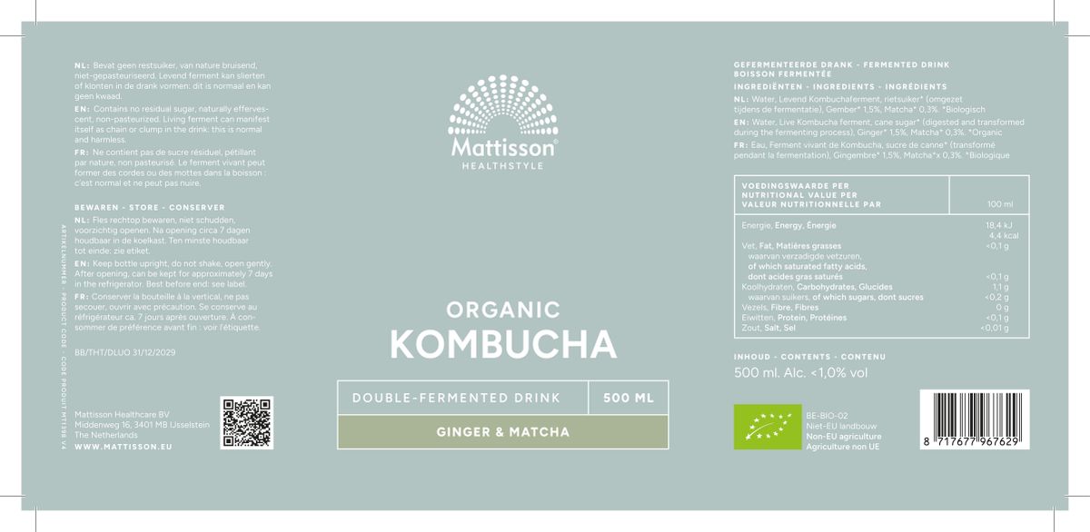 Kombucha Ginger & Matcha Drink afbeelding van document #1, label