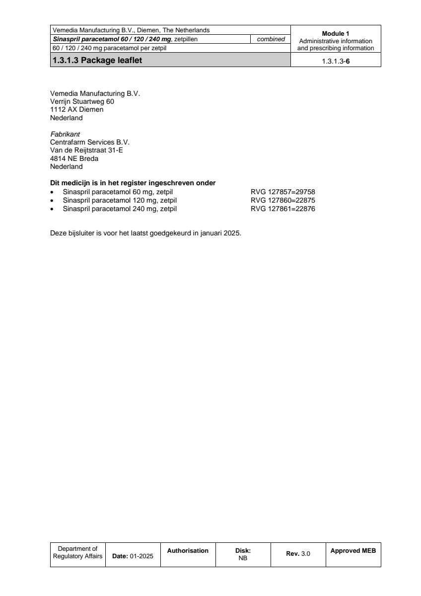 Paracetamol 240mg Zetpillen afbeelding van document #6, leaflet