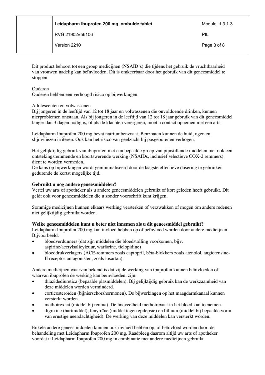 Ibuprofen 200mg Tabletten afbeelding van document #3, leaflet