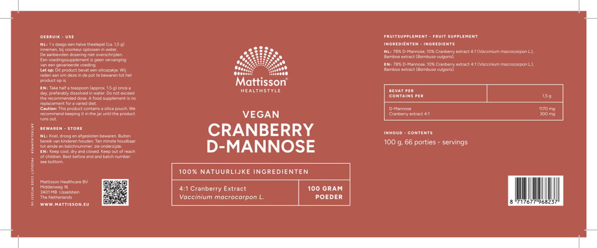 Absolute Cranberry D-Mannose Poeder afbeelding van document #1, label