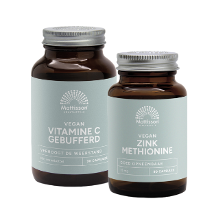 Mattisson HealthStyle Vitamine-C Gebufferd en Zink Methionine Combi Set 2 Stuks Mattisson HealthStyle Vitamine-C Gebufferd en Zink Methionine Combi Set 2 Stuks