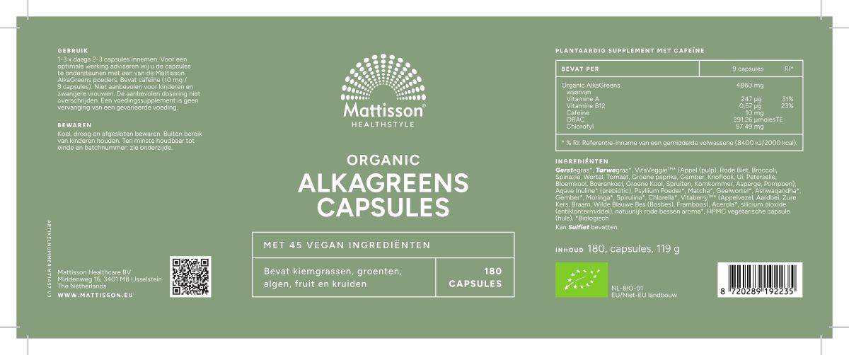 Biologisch Alkagreens Capsules afbeelding van document #1, label