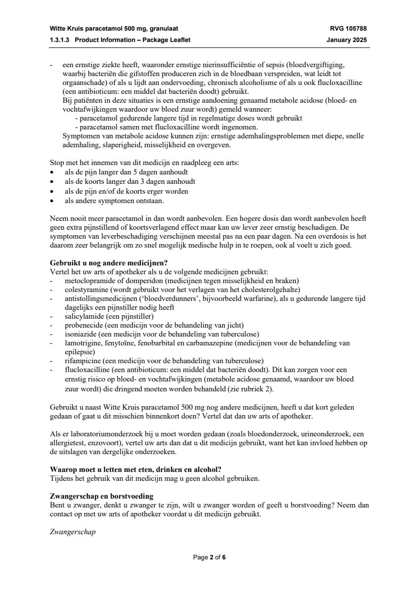 Paracetamol 500mg Granulaat afbeelding van document #2, leaflet