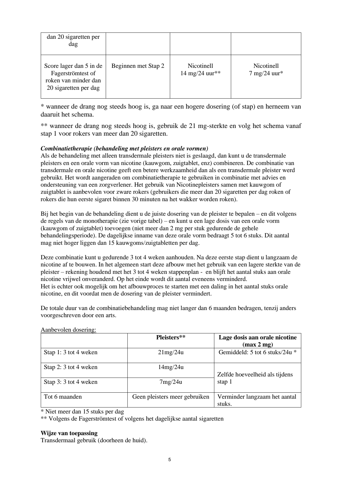 Pleisters Combi voor zware roker - 21 mg + 14 mg + 7 mg - afbeelding van document #5, leaflet