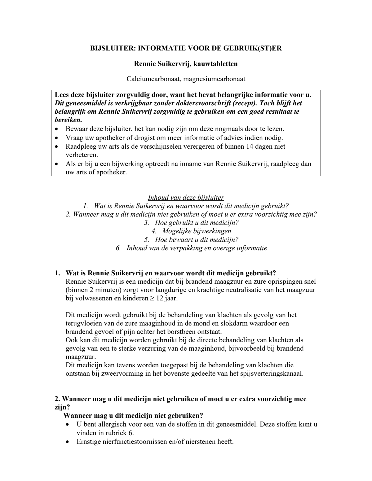 Suikervrij kauwtabletten bij brandend maagzuur afbeelding van document #1, leaflet