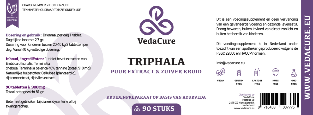 Triphala Tabletten afbeelding van document #1, label
