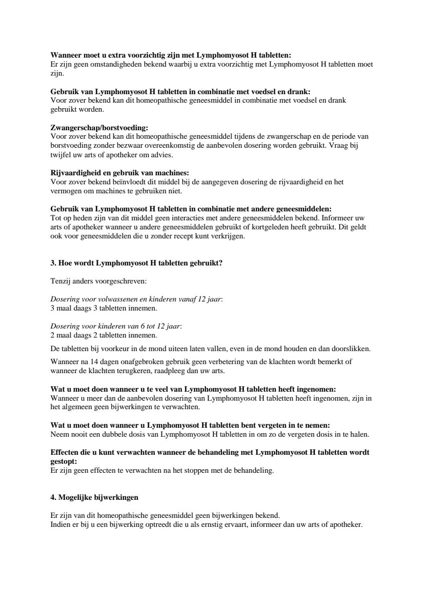 Lymphomyosot H Tabletten afbeelding van document #2, leaflet
