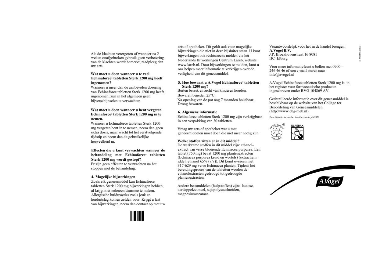 Echinaforce Sterk 1200mg Tabletten afbeelding van document #2, leaflet