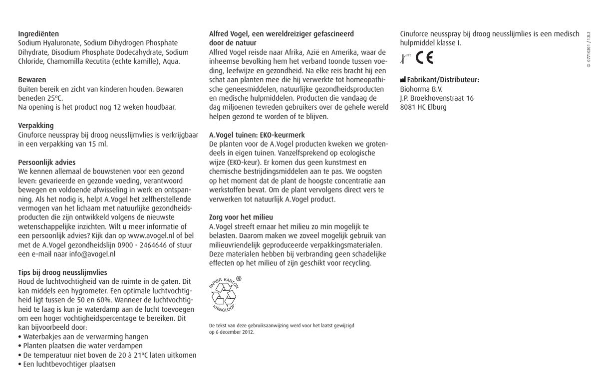 Cinuforce Neusspray Sterk + Neusspray Droog Neusslijmvlies & Korstjes Combiverpakking afbeelding van document #2, instructions