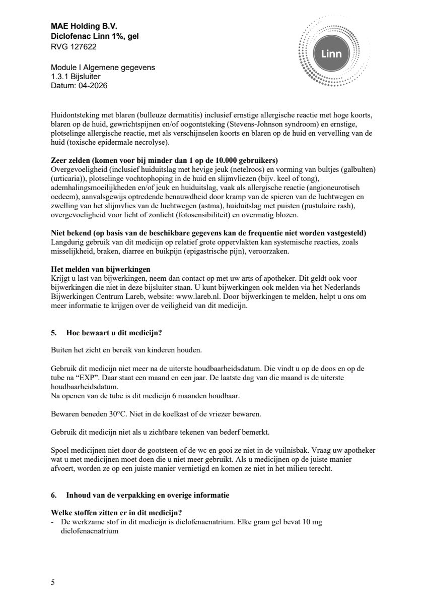 Diclofenac 1% Gel afbeelding van document #5, leaflet