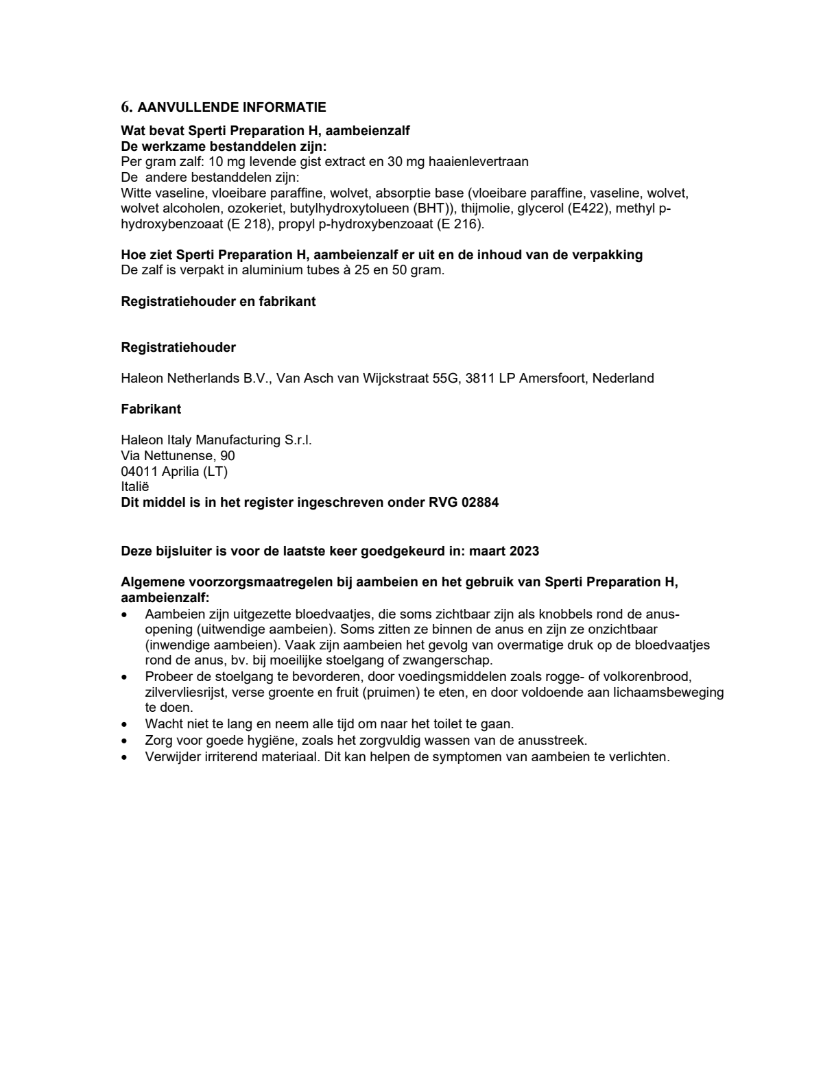 Preparation H Aambeienzalf afbeelding van document #3, leaflet
