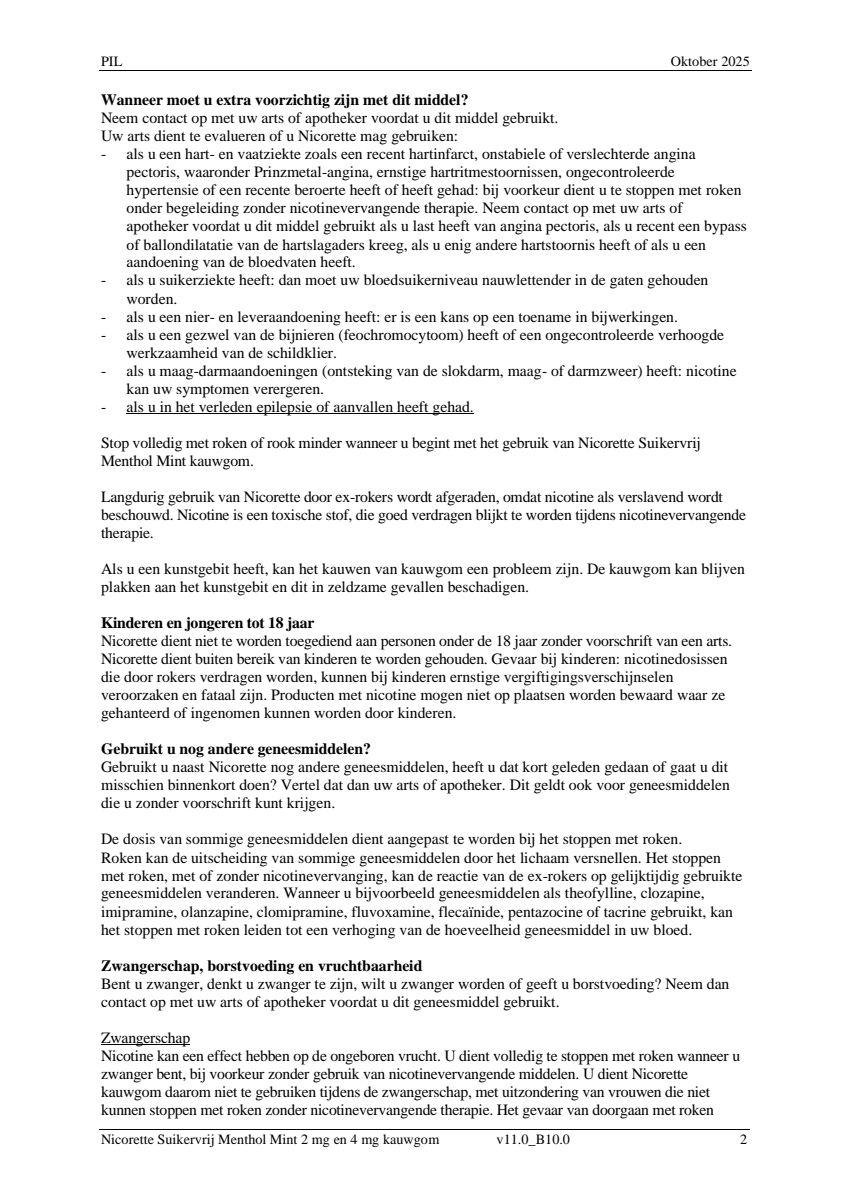 Suikervrij Kauwgom 2 mg Menthol Mint afbeelding van document #2, leaflet
