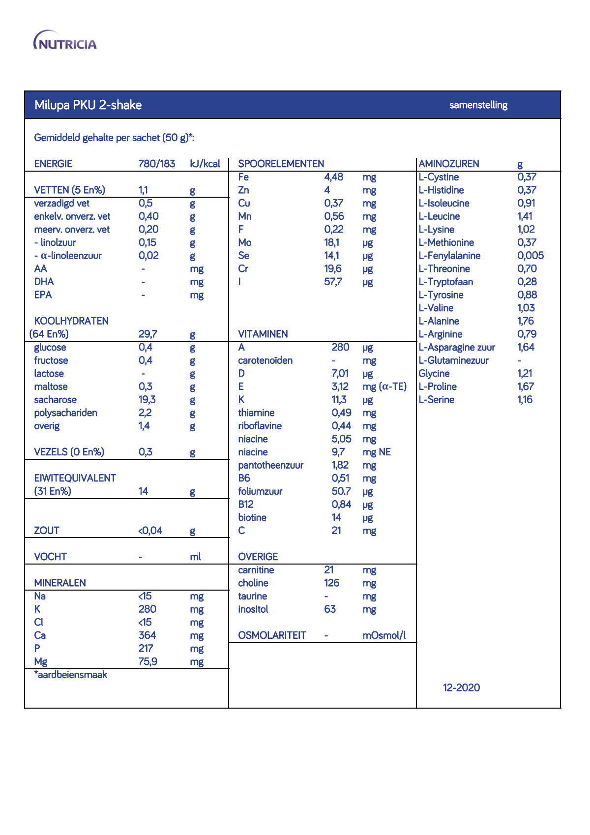 Milupa PKU-2 Shake Aardbei afbeelding van document #1, info_folder