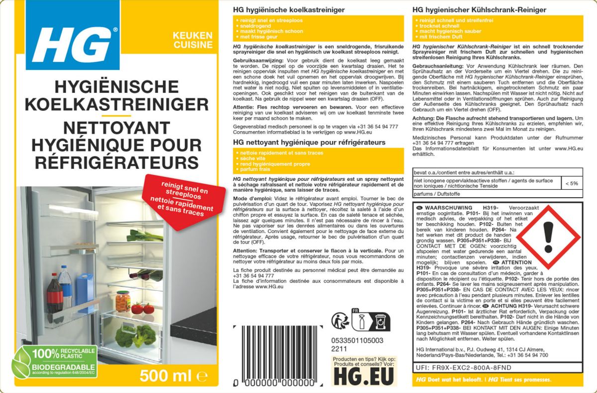 Keuken Hygiënische Koelkastreiniger afbeelding van document #1, label