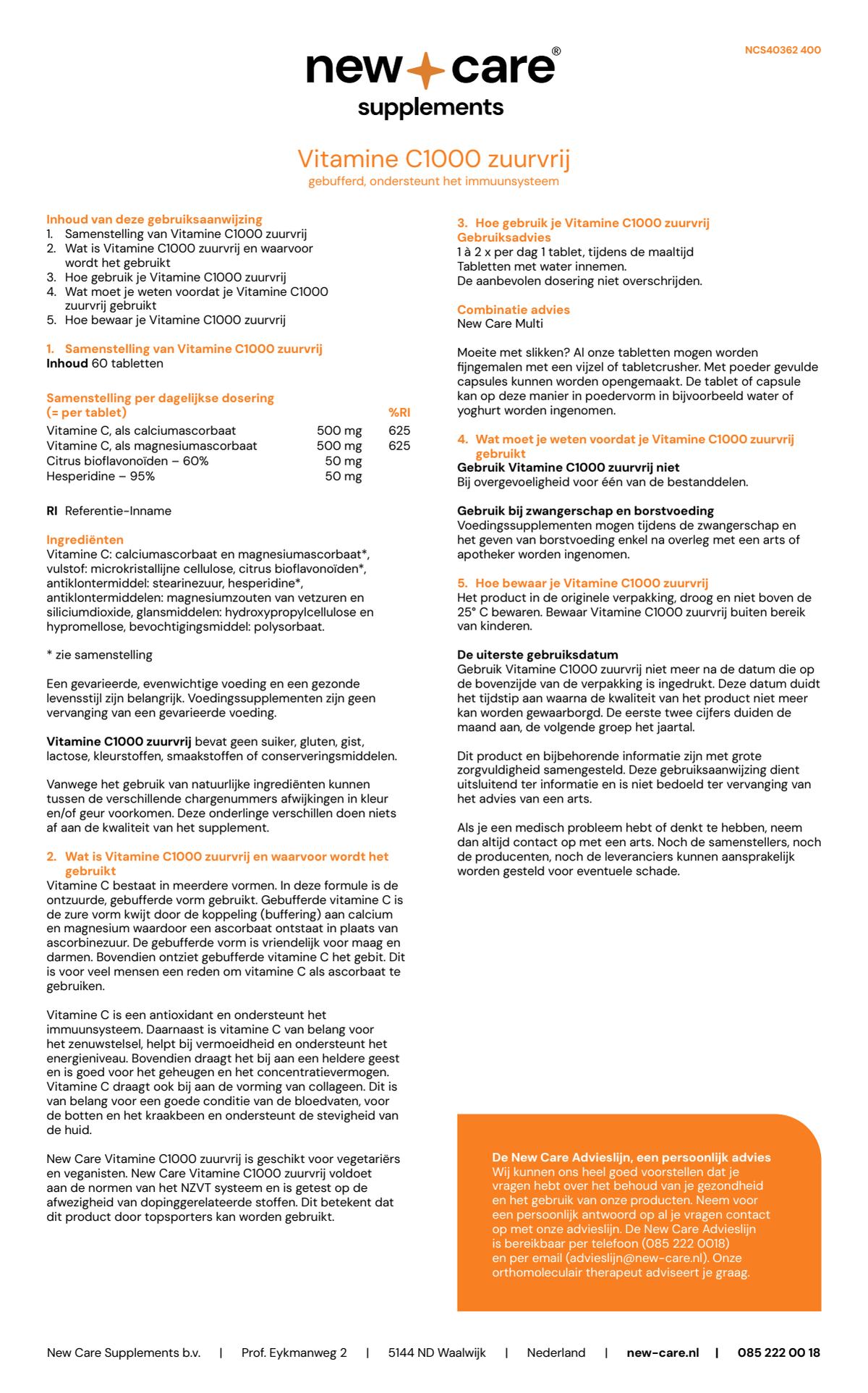 Zuurvrije C1000 Tabletten afbeelding van document #1, instructions