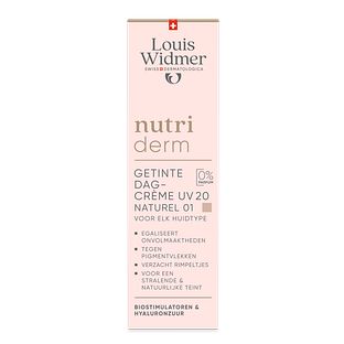 Louis Widmer Nutriderm Getinte Dagcrème UV 20 Naturel 01 Zonder Parfum 30ML Louis Widmer Nutriderm Getinte Dagcrème UV 20 Naturel 01 Zonder Parfum 30ML