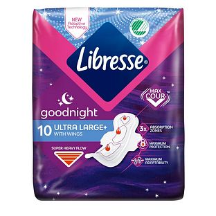 Libresse Goodnight Ultra Large Maandverband 10ST Libresse Goodnight Ultra Large Maandverband 10ST